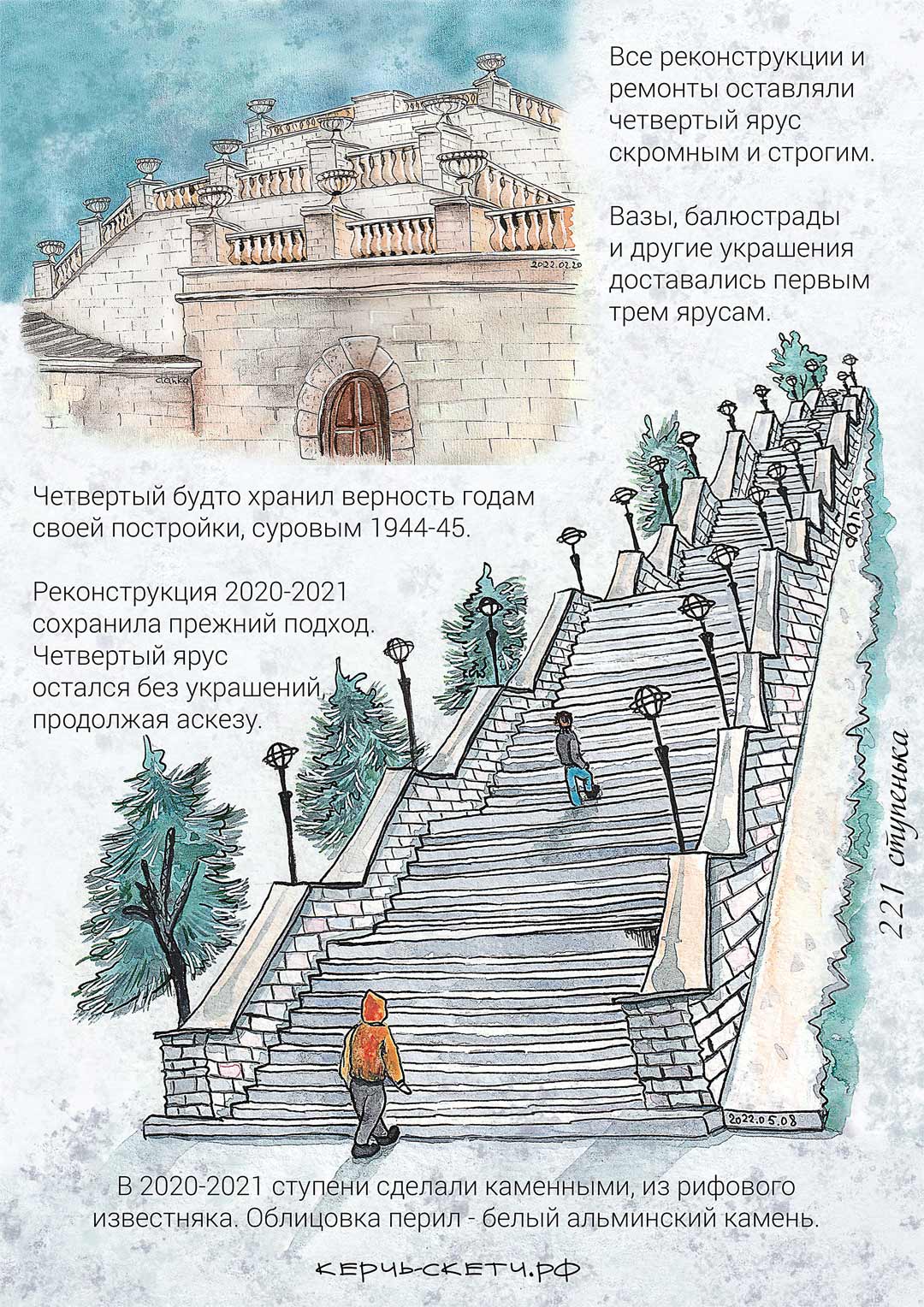 Рисунок 4 страницы открытки о четвертом ярусе Митридатской лестницы