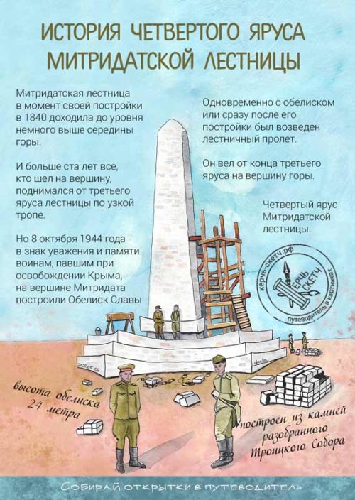 Обложка открытки путеводителя Четвертый ярус Митридатской лестницы